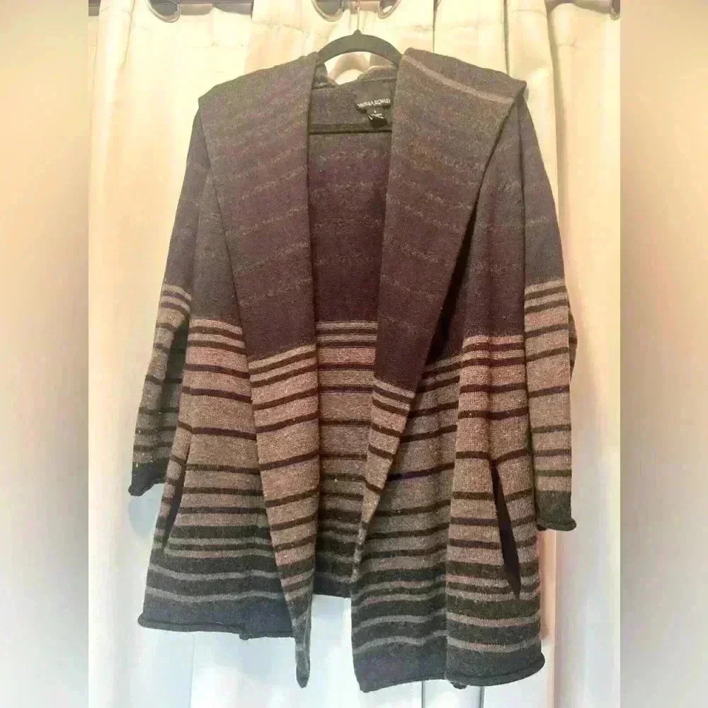 Cynthia Rowley Womens Medium Cardigan Sweater Open Front Wool Blend Brown xs - Picture 2 of 3